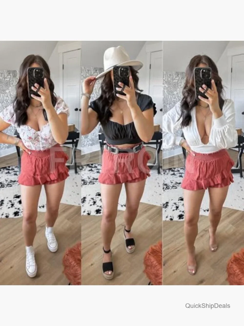 Linen Cotton Wrap Skirt High Waisted Flow Mini Skort Summer - Picture 4 of 7